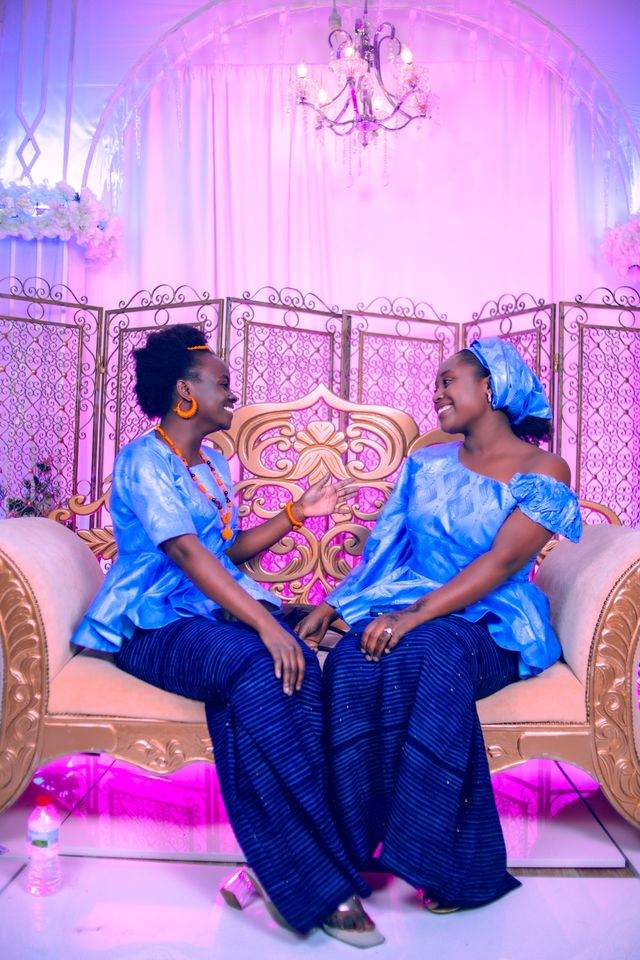 Two Models in Matching Blue Outfits