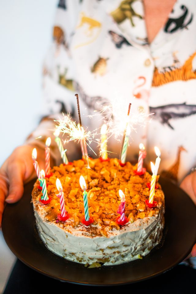 Birthday Cake with Burning Candles