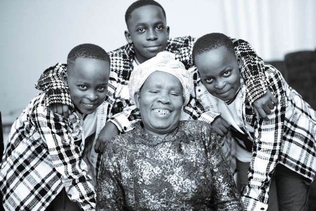 Joyful Family Portrait with Grandmother and Grandchildren
